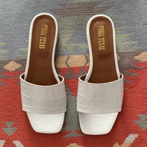 New Paris Texas White croc leather slides 37